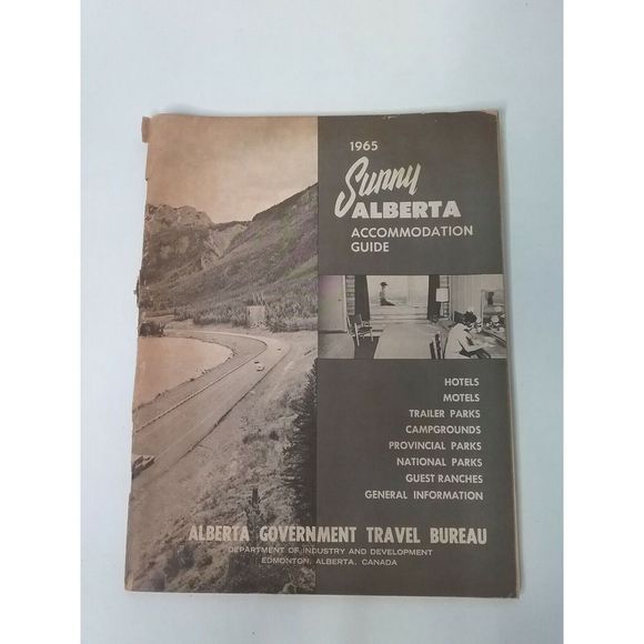 Vintage 1965 Sunny Alberta Accommodations National Parks Travel Guide Map Ad - Picture 1 of 7